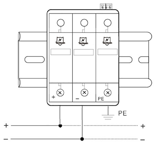 Wire Diagram of Din-rail DC Power SPD For PV Solar Power System